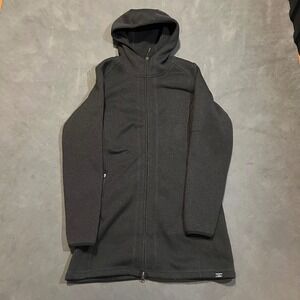 LL Bean Womens Sweater Fleece Coat Black Long Full Zip Hoodie 290303 S Reg